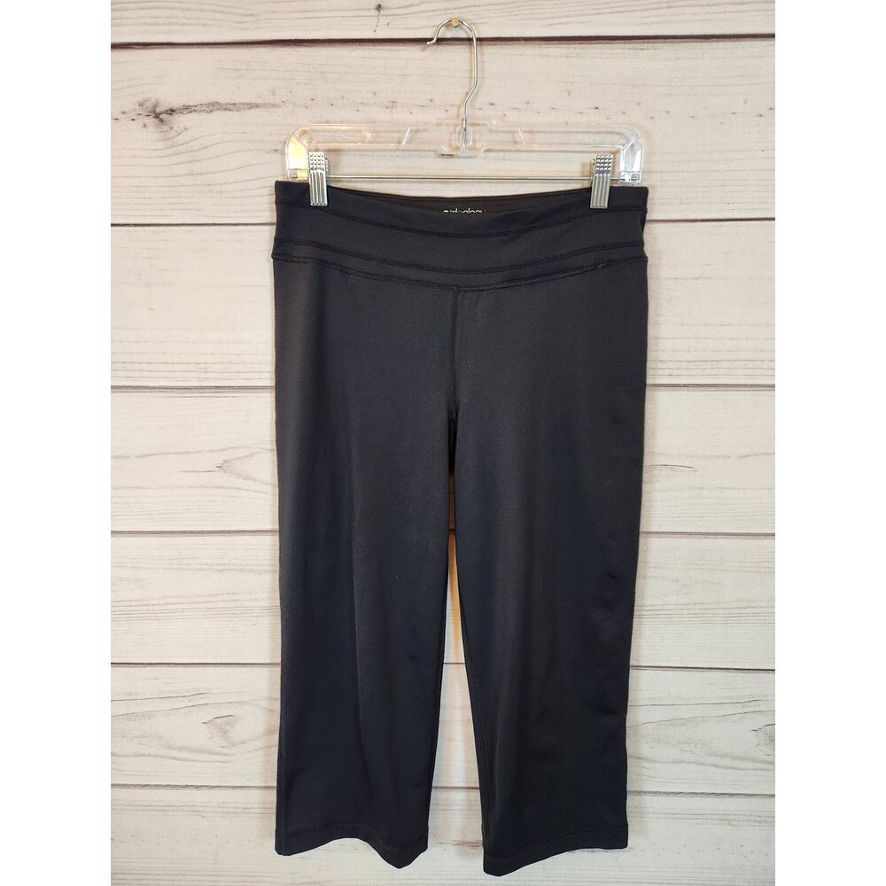Ideology Women's Black Stretch Mid Rise Elastic Waist Cropped Leggings Size M